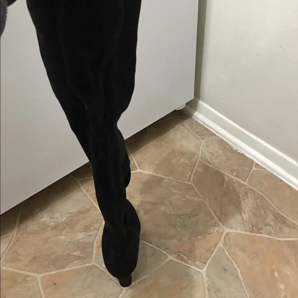 Black suede over the knee boots - Picture 3 of 5